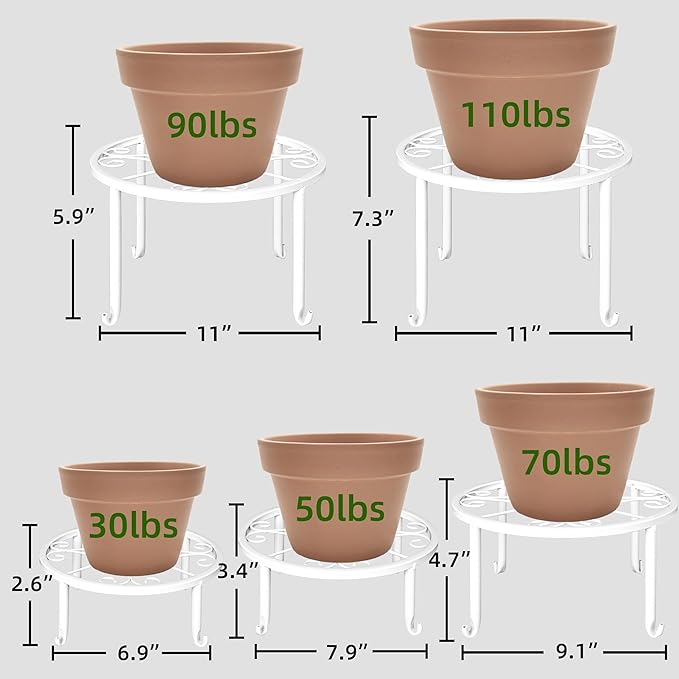 Plant Stands 5 Pack White Metal Plant Stand - Image 2