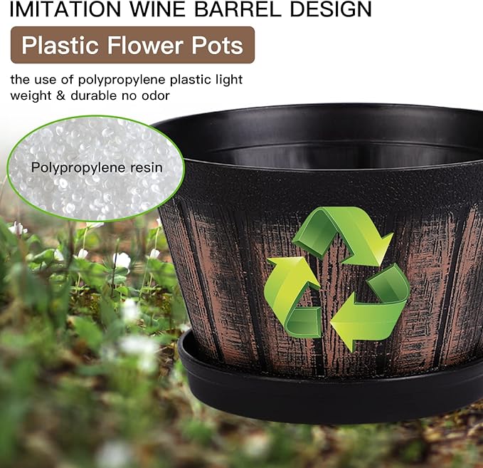 Quarut 6 inch Brown Barrel Planters - Image 4