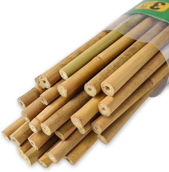 25pcs 7/20" D Thicker Heavy Duty Bamboo Stakes, 3FT Plant Stakes, Natural by Jollybower
