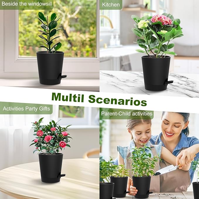 Self Watering Pots, 4 inch Flower Pots - Image 6