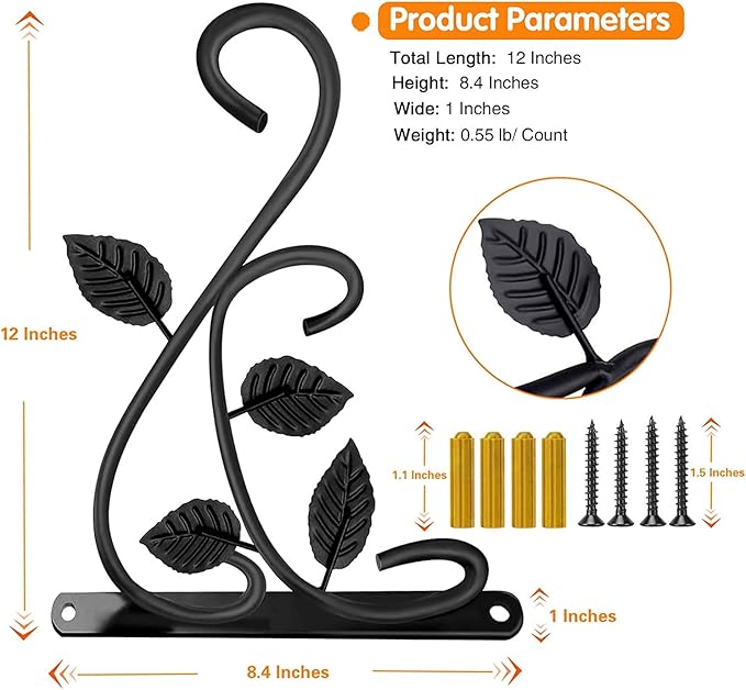 Axgo Wall Mount Hanging Plant Hook, Rust-Resistant Metal Plant Hanger - Image 3