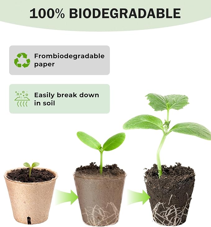 homenote Peat Pots, 3.15/4 Inch 60 Pcs Seed Starting Pots - Image 7