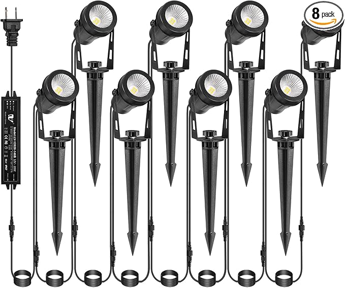 Low Voltage Landscape Lighting, 8 Pack Outdoor Spot Lights by IRISECO
