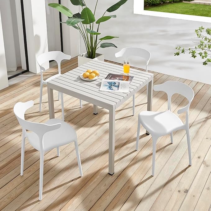 Modern Stackable Dining Chair Set, No Assembly, Plastic Chair, Patio Chair - Image 4
