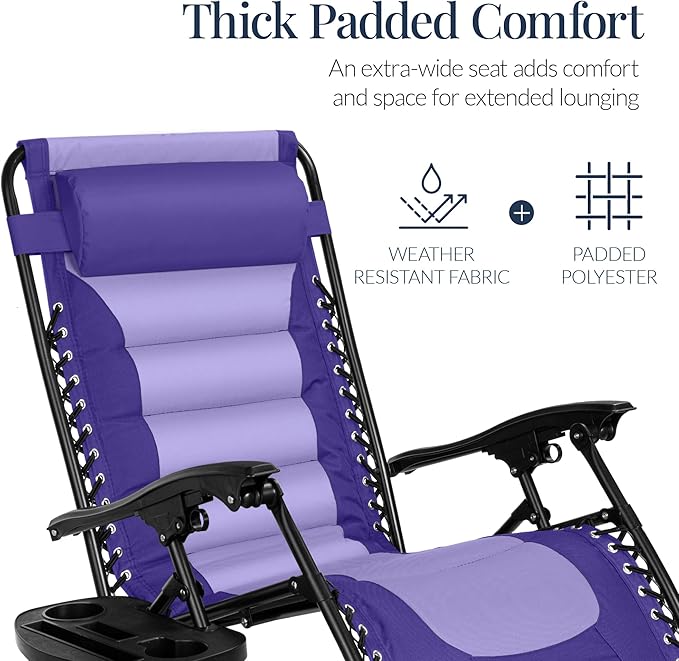 Best Choice Products Oversized Padded Zero Gravity Chair, Folding Outdoor Patio - Image 4