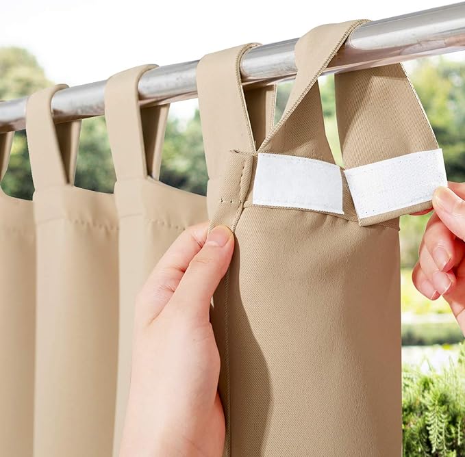 NICETOWN Outdoor Curtain for Patio Waterproof W84 x L84, Detachable Tab Top by NICETOWN