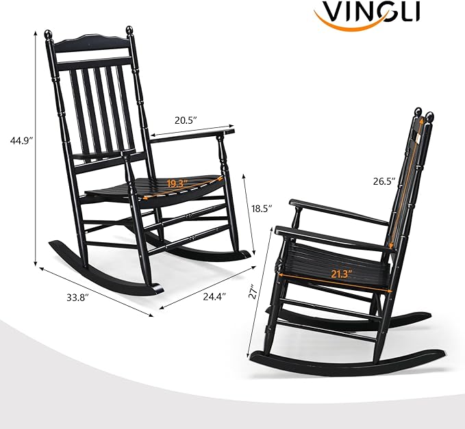 VINGLI Wooden Rocking Chair, Outdoor Chair - Image 3