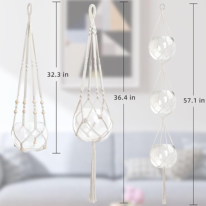 3 PCS Macrame Plant Hanger Indoor Hanging Planter Basket - Image 5