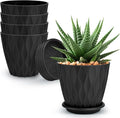 4 inch Plant Pots, 5 Pack Flower Pots Outdoor Indoor, Planters by AFamilyofGardenLovers