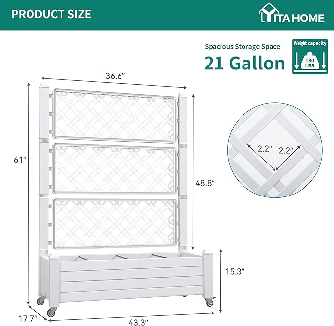 YITAHOME 43.3x17.7x61 in Planter Trellis Box - Image 8