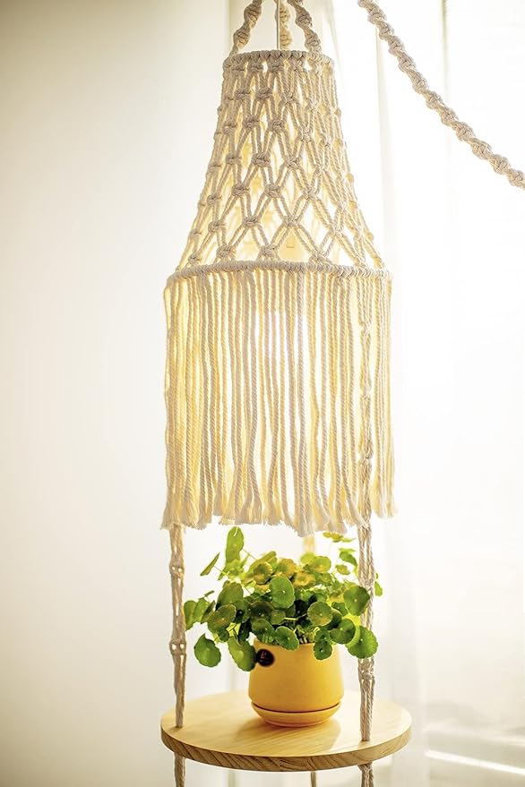 Macrame Plant Hanger Shelf Hanging Rope Shelf Indoor - Image 4