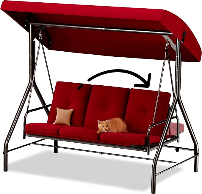 Porch Swing - 3-Seat Patio Outdoor Swing - Image 7