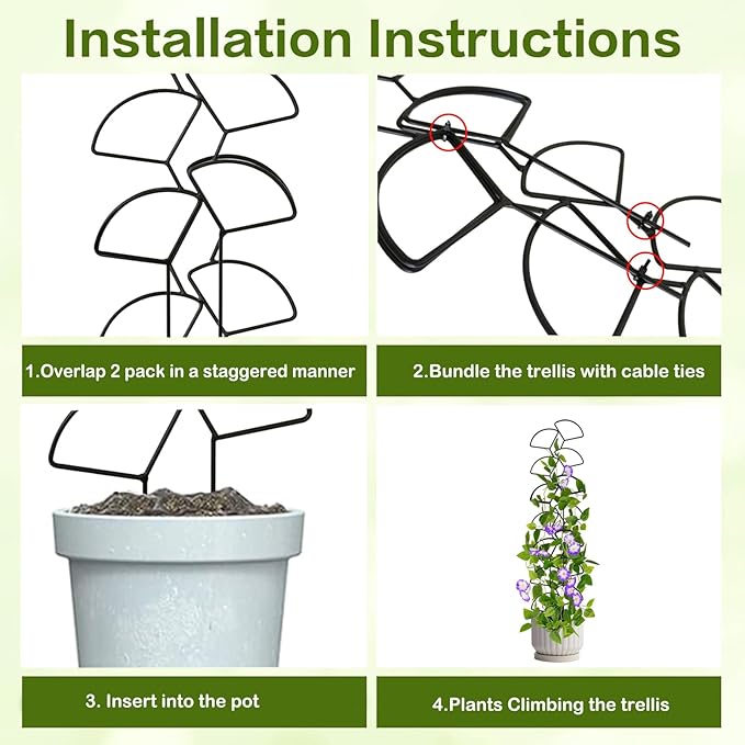 Indoor Plant Trellis for Climbing Plants, 3 Pack Stackable Garden Trellis for - Image 3