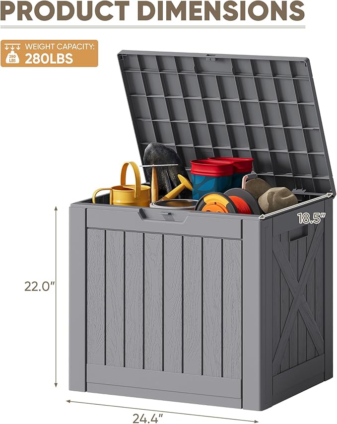 JUMMICO 42 Gallon Deck Box Waterproof, Resin Outdoor Storage Box - Image 3