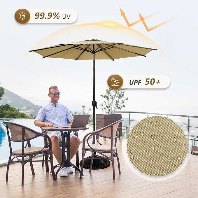 Abba Patio 9FT Lyon Outdoor Patio Umbrella Outdoor Table Umbrella - Image 5