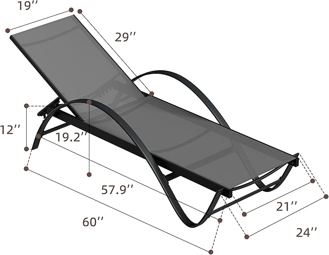 Shintenchi Patio Chaise Lounge Set of 2, Pool Chaise Lounge - Image 3