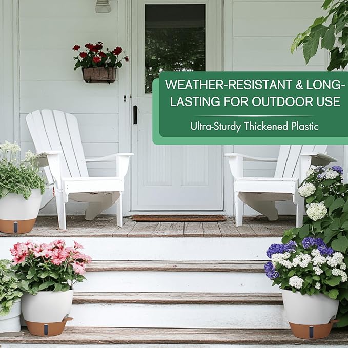 montresor 2 Pack 10 inch Plant Pots, PP Plastic Self Watering Plant Pot - Image 7