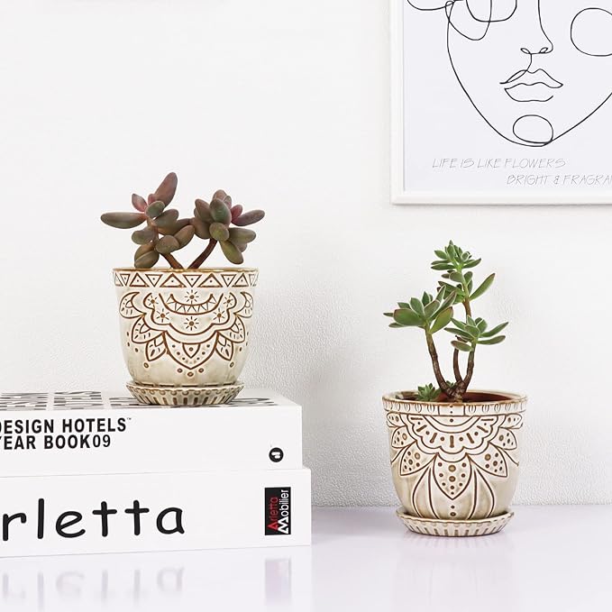 Gepege Succulent Pots, 4 Inch Small Indoor Ceramic Planter Pot - Image 7