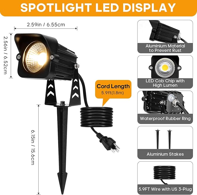 Dusk to Dawn Outdoor Lighting, 15W Spot Lights Outdoor - Image 3