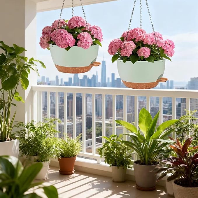 2 Pack Hanging Planters for Indoor Outdoor Plants, 12 Inch Self Watering - Image 4