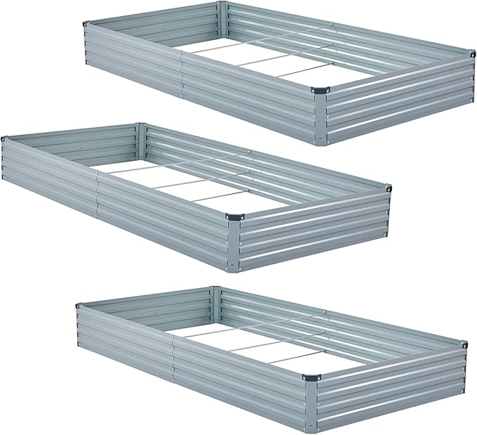 3 Pack 6x3x1FT Galvanized Raised Garden Bed Kit, Outdoor Metal Planter Box - Image 6