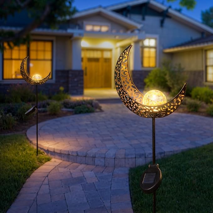2Pack Moon Garden Gifts Solar Lights Outdoor Stakes Waterproof, Gifts - Image 7
