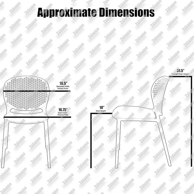 2xhome Set of 2 Patio Dining Chairs | Modern Stackable Outdoor Pool Side Chair - Image 4
