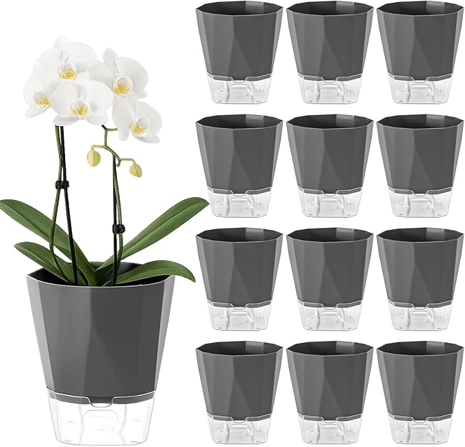 12 Pack Self Watering Plant Pots 6 Inches Self-Watering Planters by Planterhoma