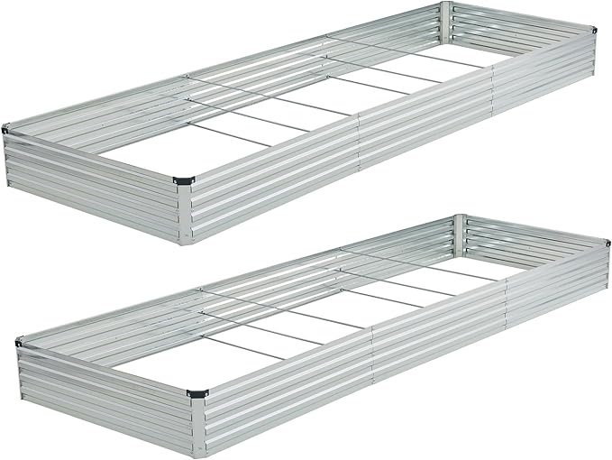 12x4x1ft Galvanized Raised Garden Bed, Outdoor Planter Box Metal Patio Kit by Foxlang