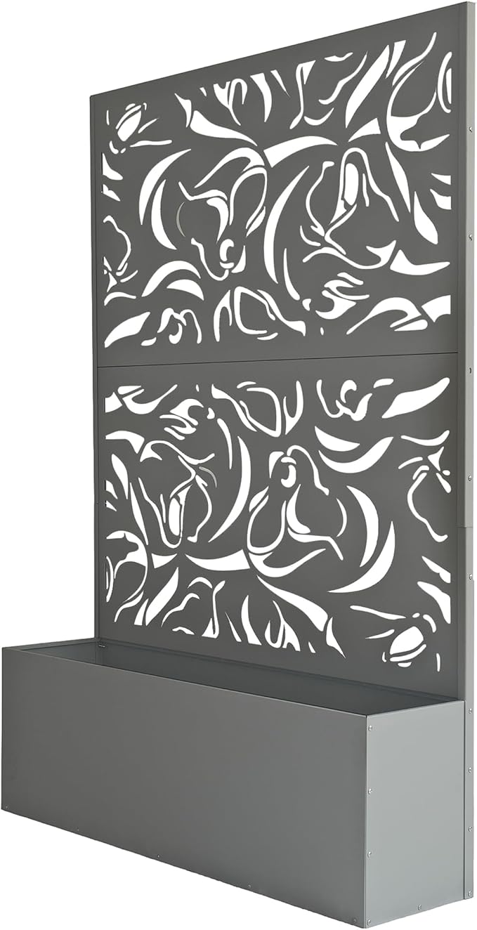 Oakland Living 6 ft. X 4 ft. Grey Freestanding Metal Privacy Screen Room Divider by Oakland+Living
