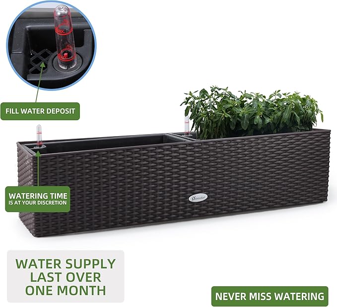 Dexceder 31.5 Inch Rattan Self Watering Planter Indoor Outdoor, Thickened Large - Image 5