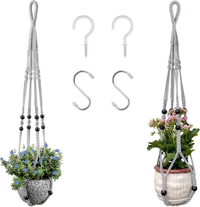 Macrame Plant Hanger for 5 to 10 Inch Plant Pots, Hanging Planter Basket Holder by RIFNY