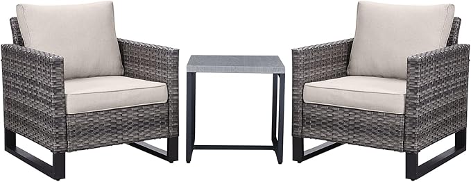 Belord Outdoor Bistro Set 3 Piece Outdoor Wicker Patio Chairs, Oversize Outdoor - Image 7