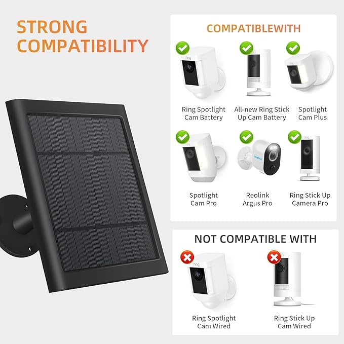 2 Pack 4W Solar Charger for Ring Spotlight & Stick Up Outdoor Cam, High - Image 2