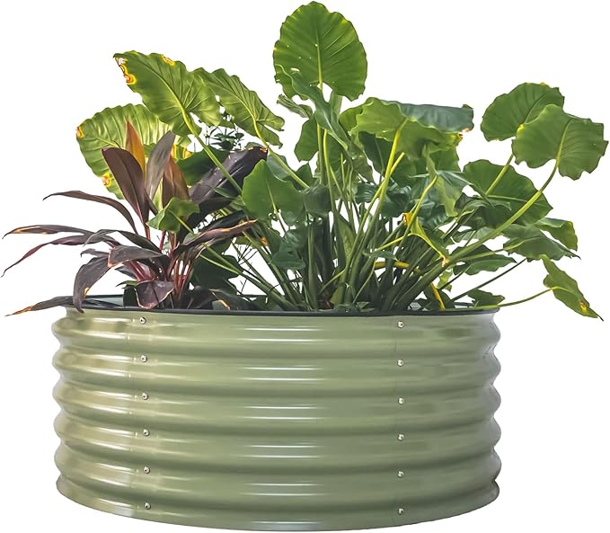 Vego garden 17" Tall 42" Round Raised Garden Bed Metal Raised Bed Planter Box by VegoGarden
