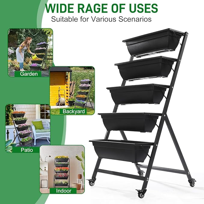 Outvita 4.4 FT Vertical Garden Bed, 5 Tier Vertical Raised Planter, Removable - Image 7