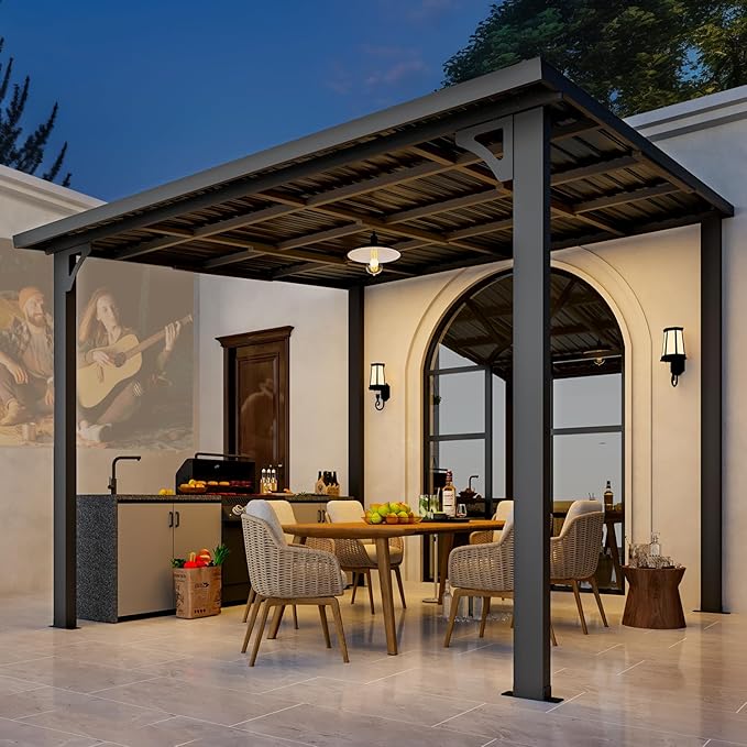 AECOJOY 10' x 10' Hardtop Gazebo Outdoor Pergola, Heavy Duty Lean to Metal - Image 5
