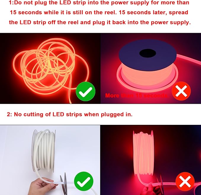AC 110V COB LED Strip Lights Outdoor Waterproof 65.6ft, IP65 Flexible Cuttable - Image 6