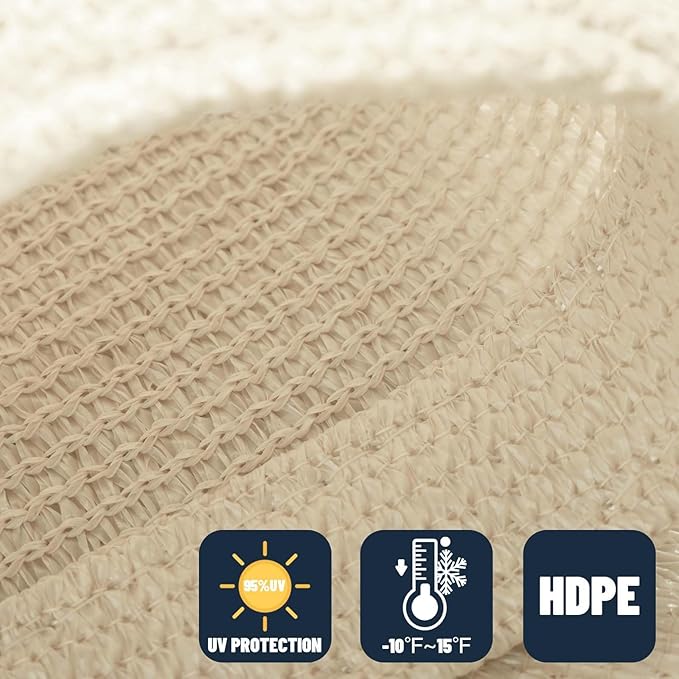 SUNNY GUARD Custom Size 9'x16' Butter Cream Sun Shade Sail Rectangle UV Block - Image 4