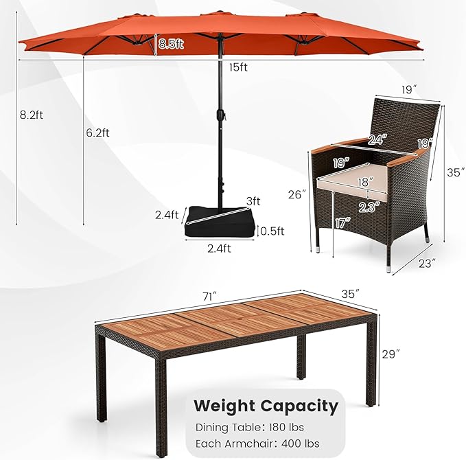 Tangkula 11 Pieces Rattan Outdoor Dining Set - Image 6