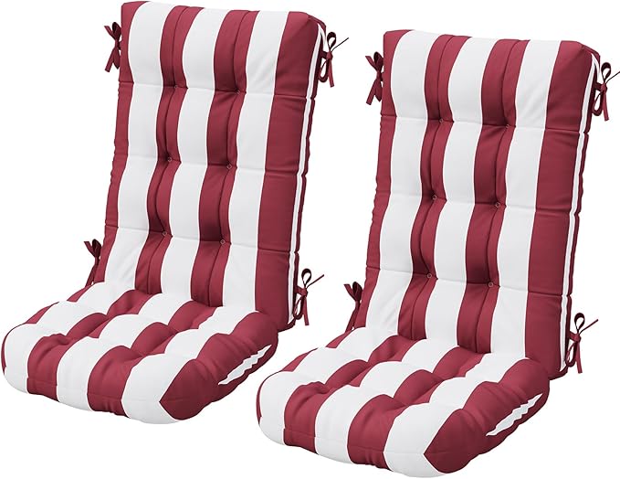 SERWALL HDPE Outdoor Rocking Chair Cushion Set of 2, Memory Foam Cushion Red by SERWALL