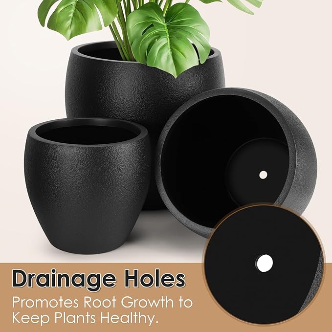 Plant Pots 17.5/14.8/12.2 inch Set of 3, Flower Pots - Image 3
