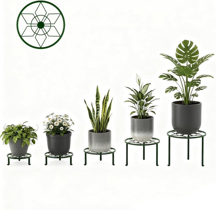 5 Pack Potted Plant Holder for Garden Home 5-Pack Metal Plant Stand Indoor - Image 2