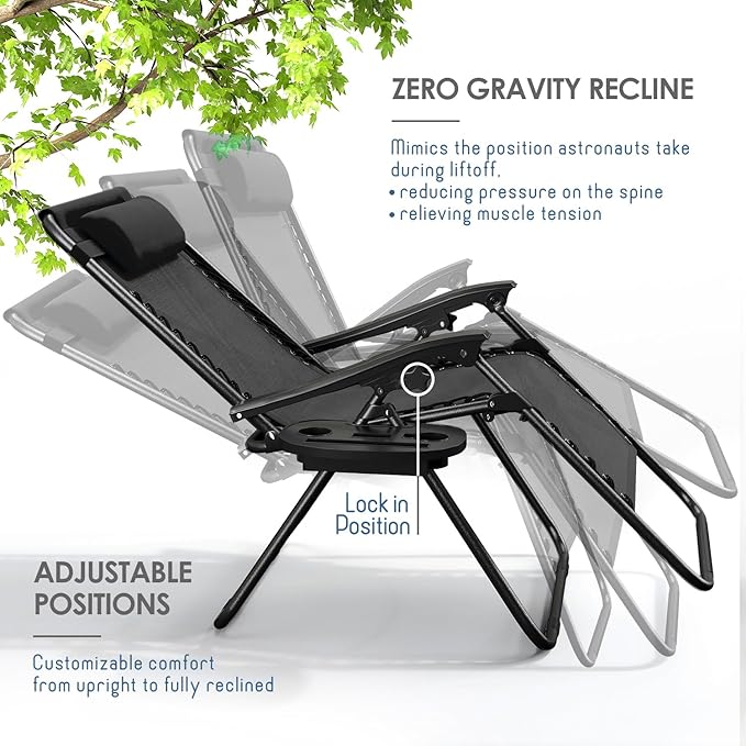 Nestl Zero Gravity Chairs Set of 4, Patio Lounge Chair Outdoor - Image 4