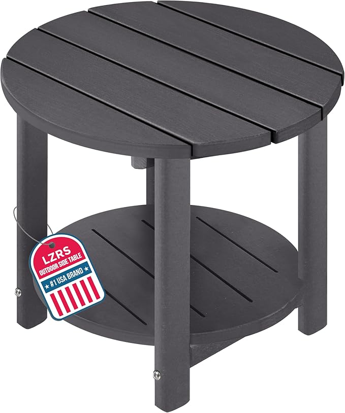 LZRS Round Adirondack Side Table Double End Table, Outdoor Side Tables by LZRSPET
