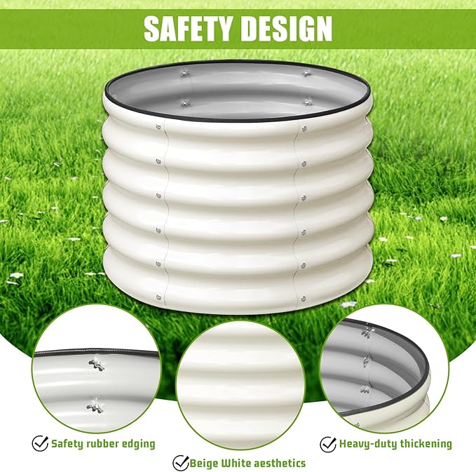 SnugNiture Raised Garden Bed, 2×2×1.5ft Round Galvanized Outdoor Planter Box - Image 4