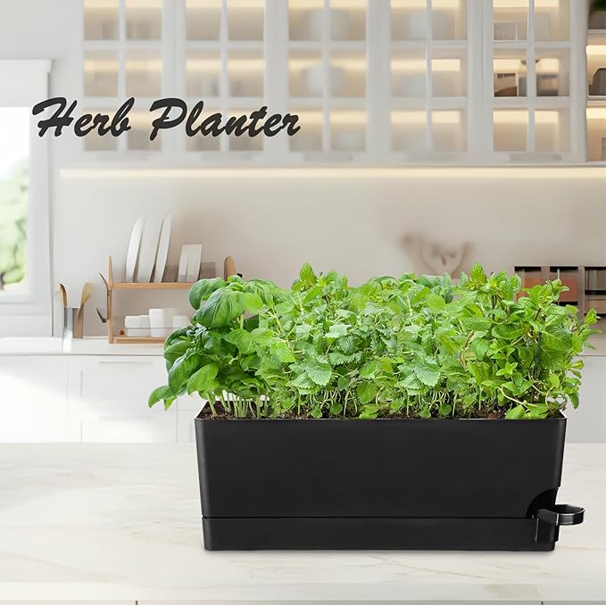 Self Watering Pots for Indoor Plants 17 Inches Window Boxes Planters - Image 9