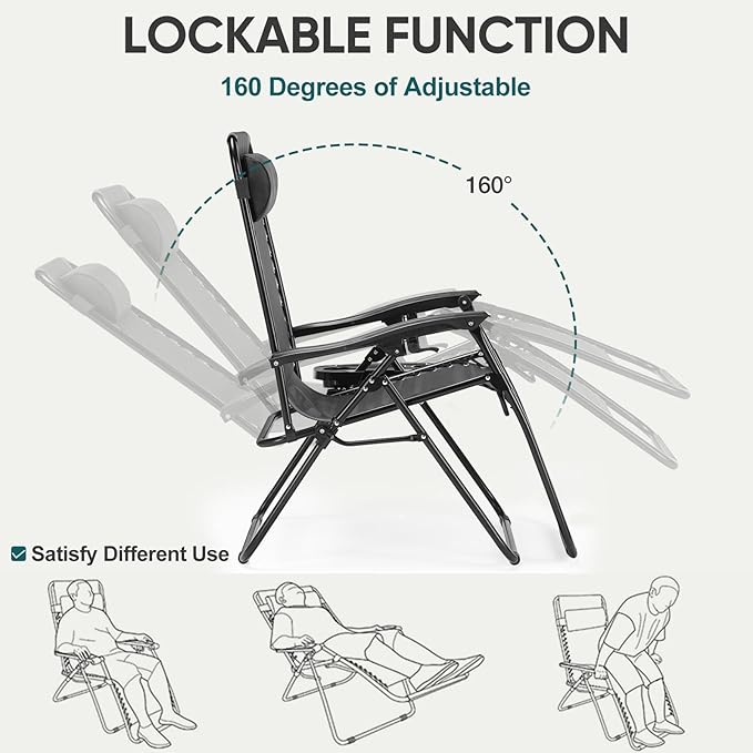 NEWBULIG Zero Gravity Chair Set of 4, Lounge Chair Folding Portable Adjustable - Image 5