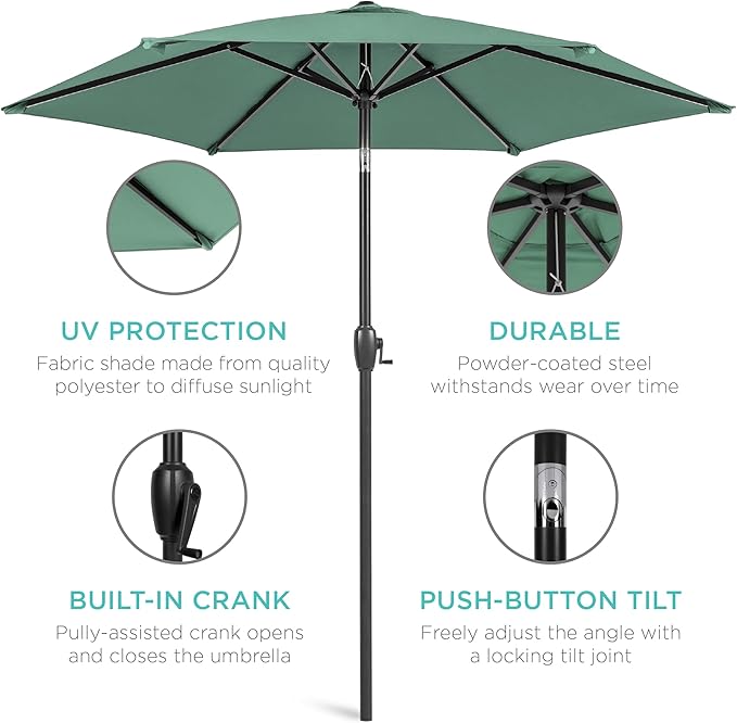 Best Choice Products 7.5ft Heavy-Duty Round Outdoor Market Table Patio Umbrella - Image 5