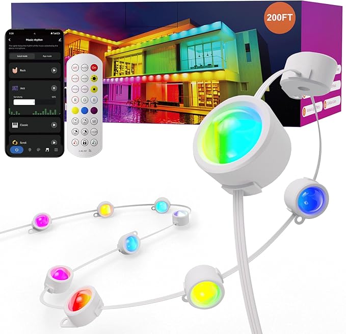 Fitop Permanent Outdoor Lights, 200FT RGB Smart LED Eaves Light, IP67 by Fitop